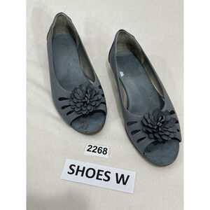 Womans A2 By Aerosoles Blue Suede Open Toe Mini Wedge Cushioned Size 8.5